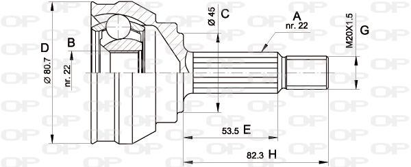 OPEN PARTS Шарнирный комплект, приводной вал CVJ5158.10